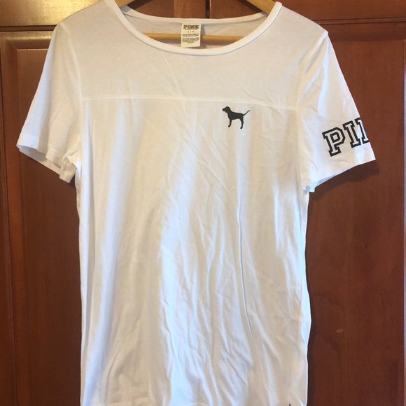 PINK Victoria's Secret Tops - PINK White Tee with Multi Color PINK Size Large